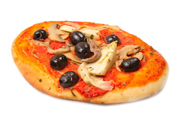 Pizza with olives and artichokes
