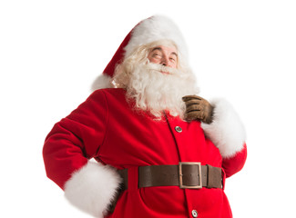 Portrait of happy Santa Claus thinking