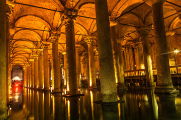 Underground Basilica Cistern (Yerebatan Sarnici) in Istanbul, Tu