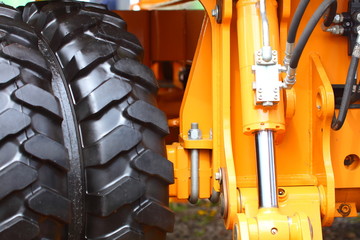 detail big wheel of the heavy building dozer