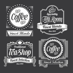 chalkboard coffee and tea signs on a black background - 55992255