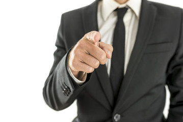 Businessman pointing finger at you