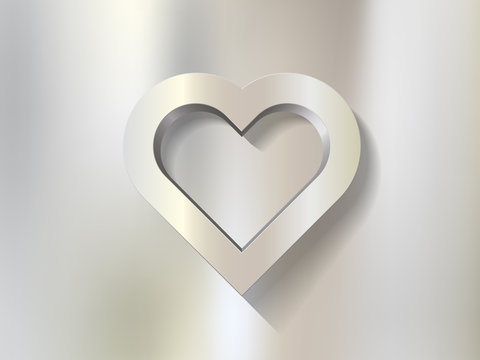 silver heart frame on metal background