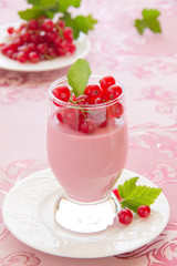 Raspberry dessert panna cotta, selective focus.