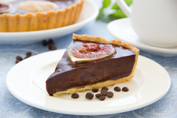 Chocolate tart with figs.