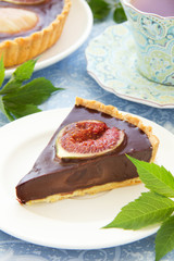 Chocolate tart with figs.