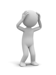 3d  people holding his head with his hands