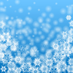 White snowflakes on a blue background.christmas background.vecto