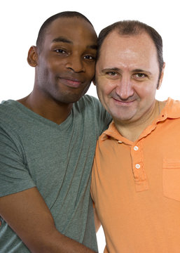 Gay Couple. Older Russian Man With Younger Black Male.