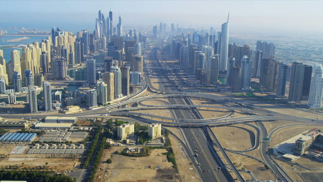 Aerial view Dubai Sheikh Zayed Interchange