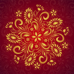 Round golden floral ornament