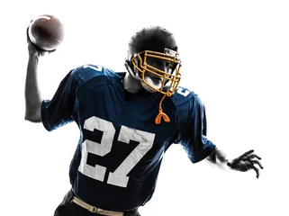 Fotobehang quarterback american throwing football player man silhouette © snaptitude