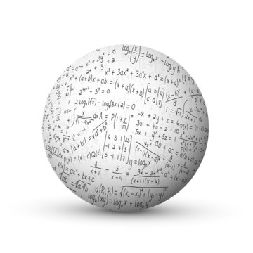"MATHEMATICS" Sphere (science math maths x y equations symbols)