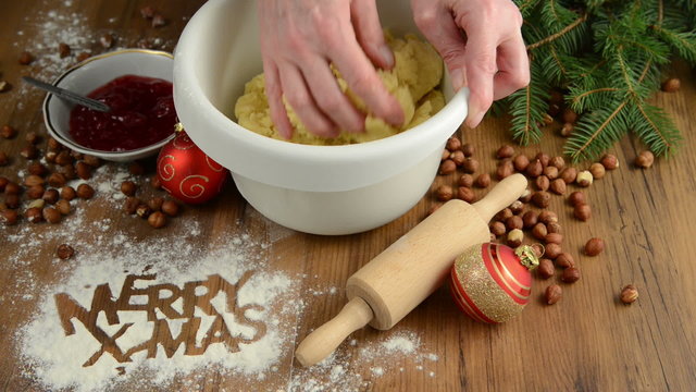 Christmas baking process for pastry Merry X-mas