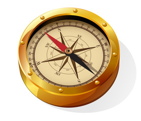 Golden compass. Vector.