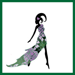 Female silhouette in a flowered dress