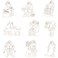 Santa Claus Christmas set - for design and scrapbook - in vector