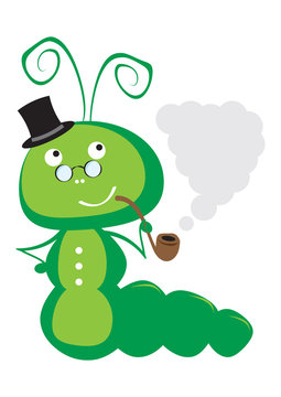 Smoking caterpillar vector illustration