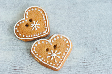 Two сhristmas gingerbread heart