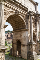 Building ruins and ancient columns  in Rome, Italy