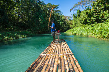 Bamboo River Tourism in Jamaica - obrazy, fototapety, plakaty