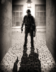 silhouette of a dangerous military men