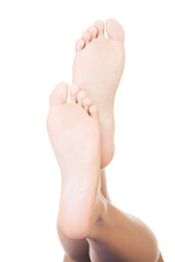 Beautiful female a foot and a heel lifted upwards