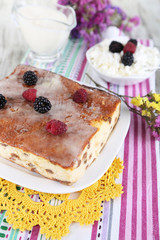 Cheese casserole with raisins