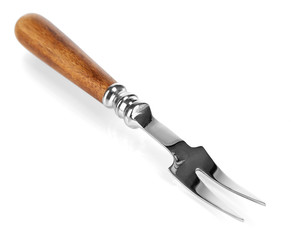 Fork with two prongs isolated on white