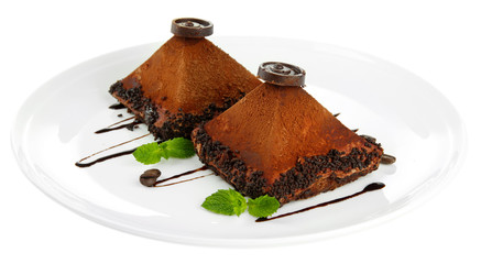 Delicious chocolate cakes isolated on white