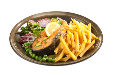 Roasted salmon with vegetables