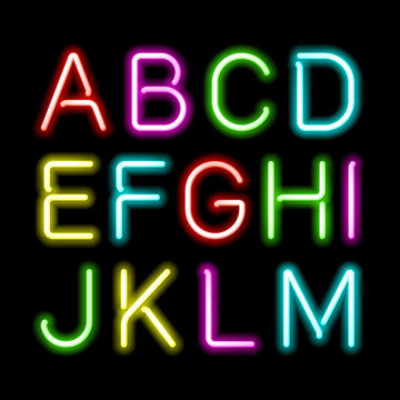 Neon glow alphabet