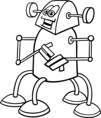 cartoon robot for coloring book