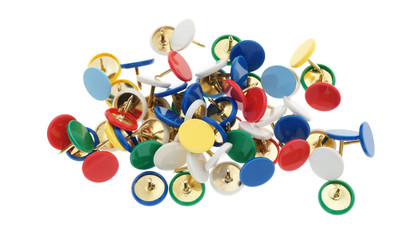 Isolated pile of thumbtacks