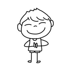 hand drawing cartoon happy kids