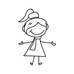 hand drawing cartoon happy kids