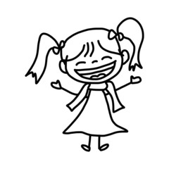 hand drawing cartoon happy kids