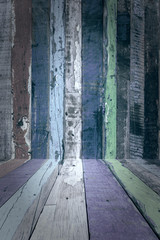 Bunte Bretter, verwittert, als Hintergrund