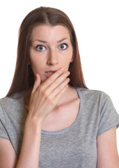 Young woman is schocked