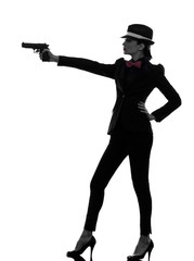 Fototapeta na wymiar woman gun gangster killer silhouette