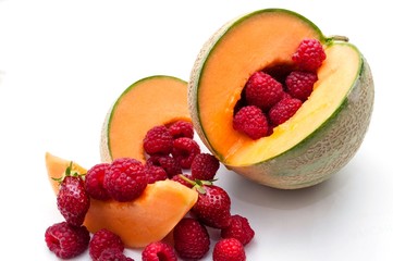 melon et framboises