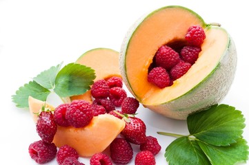 melon et framboises