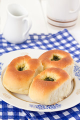 Homemade buns with garlic and dill