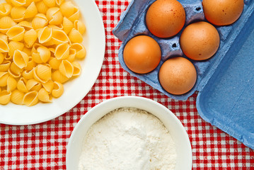 Flour, eggs and pasta