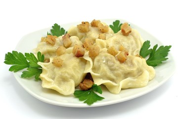 Dumplings with meat and cabbage