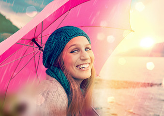 portrait of a girl with umbrella / pink umbrella 04