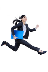 Fototapeta premium Running attractive asian businesswoman