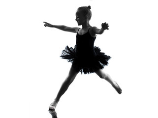 Fototapeta na wymiar one little girl ballerina ballet dancer dancing silhouette