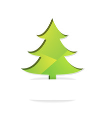 Christmas card with green tree