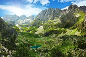 Foto op Canvas Prachtig uitzicht op bergmeren in de Albanese Alpen © jahmaica
